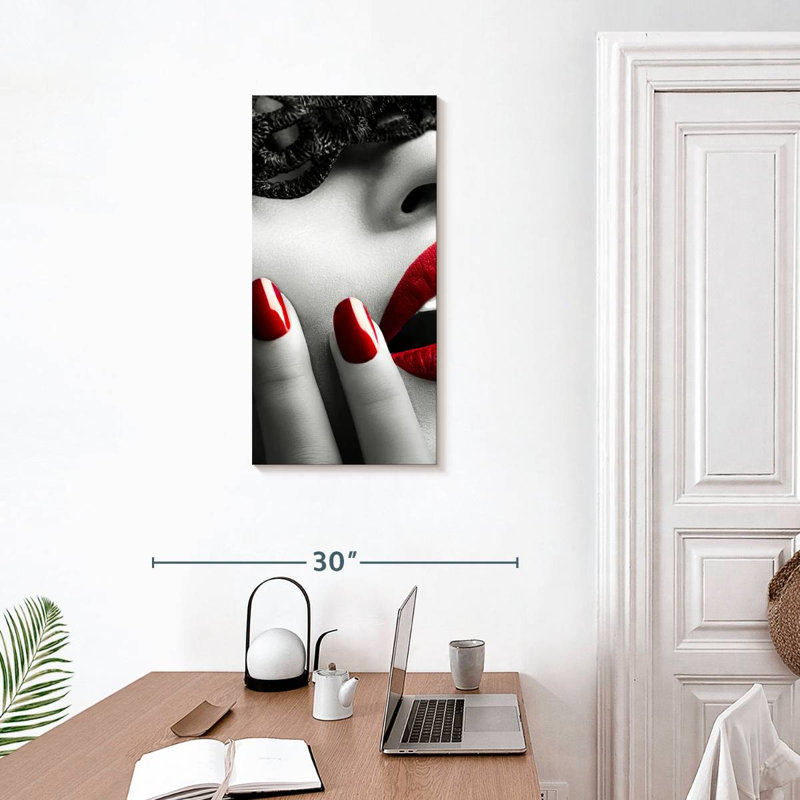 Impression sur toile «Red Lips», H 15 po x l 30 po x P 1,25 po