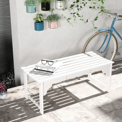Banc de jardin blanc avec terrasse et siège à lattes pour terrasse
