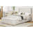 Queen Size Corduroy Upholstered Bed Frame With 130L Storage Ottoman, And Vertical Stripe Wingback Headboard And High Footboard-1498521113