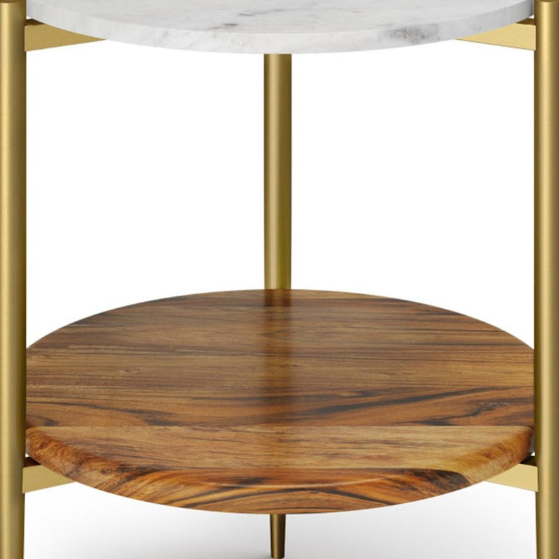 23" White Iron Round End Table