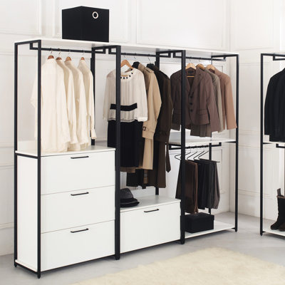 Freestanding Metal Closet - Extra Deep Compartments, Water , Stain Walk In System White, Frame, Storage, & E0 Board For Better Living