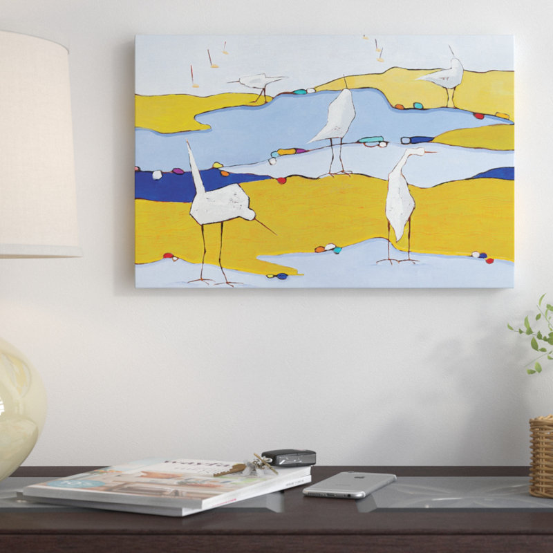 «Marsh Egrets VI», reproduction d'art sur toile, H 26 po x l 40 po x P 1,5 po, Toile tendue, Pas de tapis