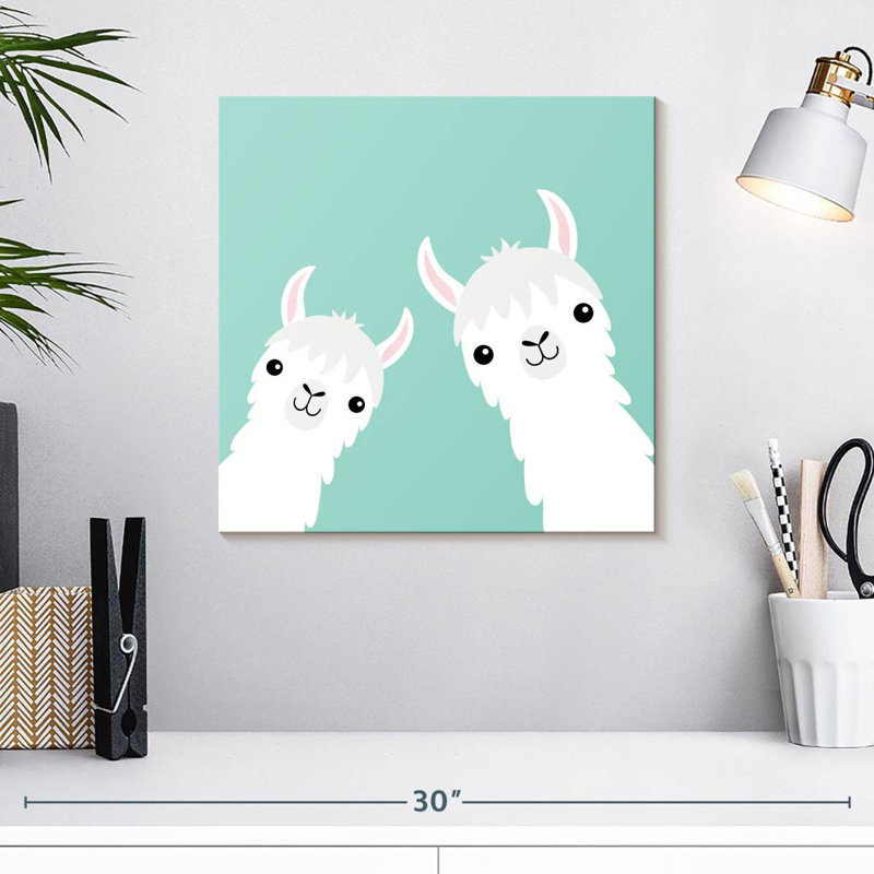 Caricature de lamas, H 16 po x l 16 po