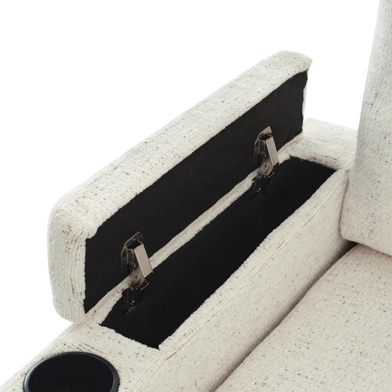 U-shaped Sofa with Ample Storage Space, Beige Chenille