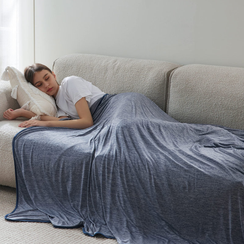 Bedsure Bamboo Rayon Dual Sided Cooling Blanket with Arc Chill Tech Summer Bedding, Blue, 200cm x 150cm