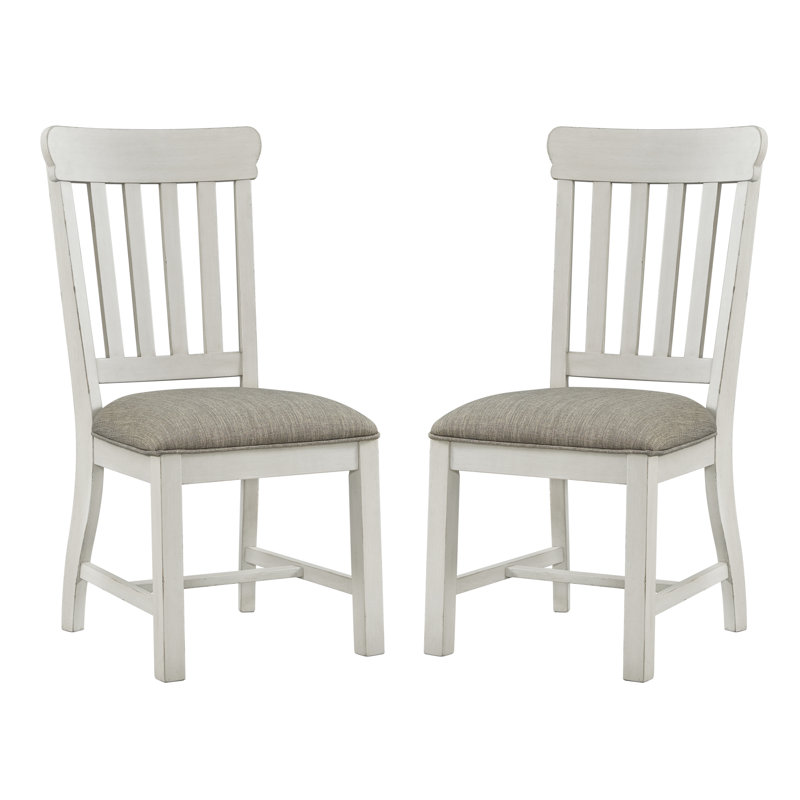 Isamu Slat Back Dining Chair with Cushion Seat, Off-White & French Oak