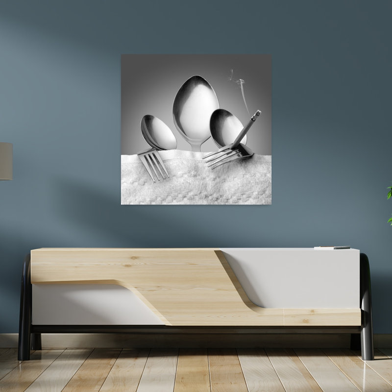 «Cutlery Smoke Break», reproduction d'art moderne abstrait mural contemporain, 36" H x 36" W