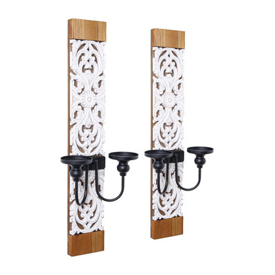 2 Piece Wood Wall Bath Sconce Set