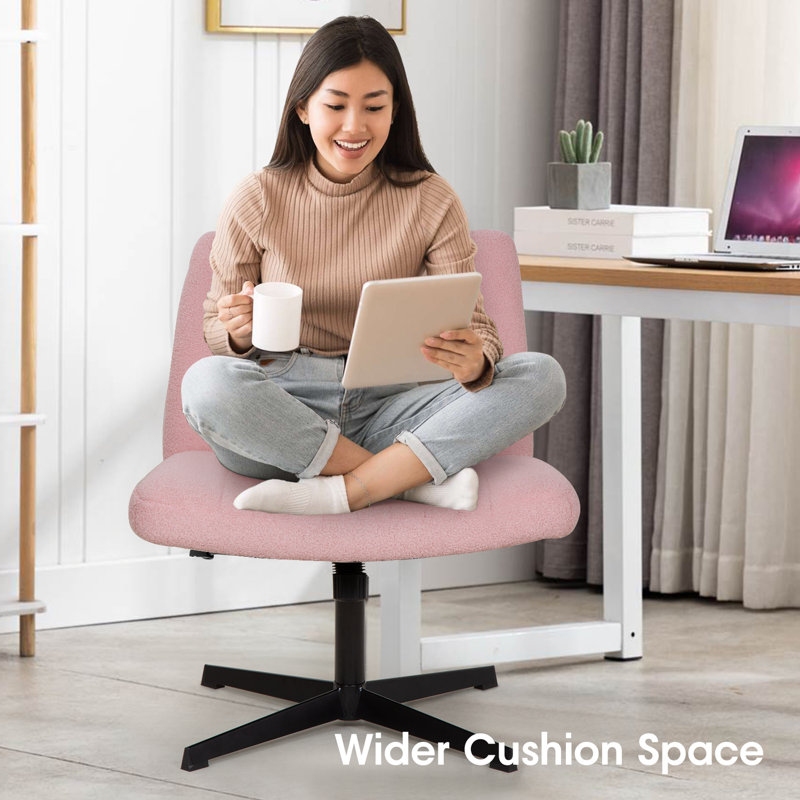Pink Ergonomic Swivel Armless Task Chair with Sponge Cushion