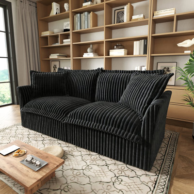 Canapé à housse avec housse, canapé moderne avec accoudoirs souples, canapé à assise profonde avec plusieurs coussins moelleux, canapé confortable pour le salon, appartement, tissu en velours côtelé
