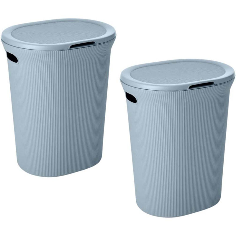 Ribbed Laundry Hamper, Stone Bllue