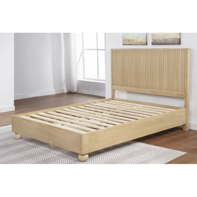 Tête de lit plateforme en bois avec panneaux cannelés de très grande taille Eastern