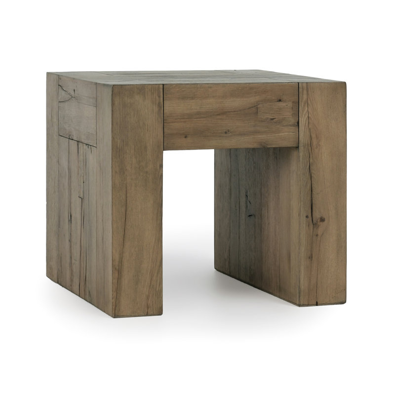 Solid Wood Sled End Table, Brown