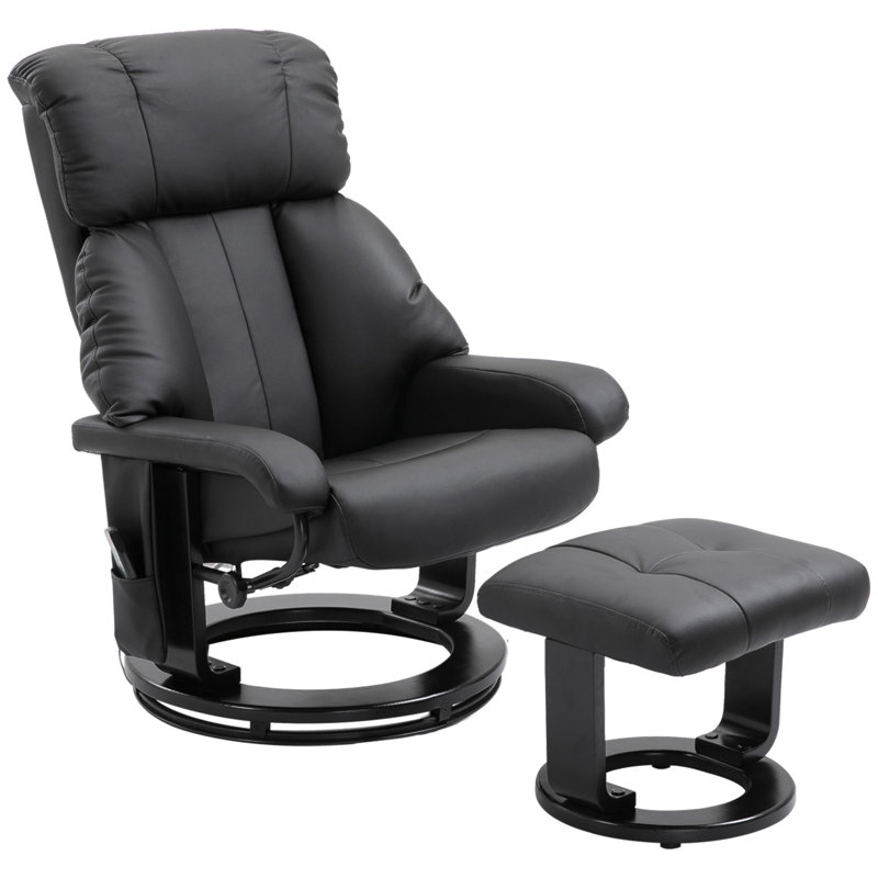 Comfortable 360° Swivel Recliner Chair with Footstool for Relaxation, Black