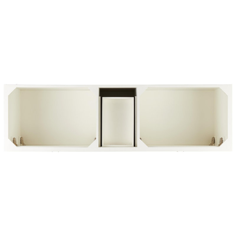 Quen 72" Freestanding Double Basin Vanity Set with Cabinet, Vanity Tops, Feathered White Quartz, Soft White, 8" Widespread