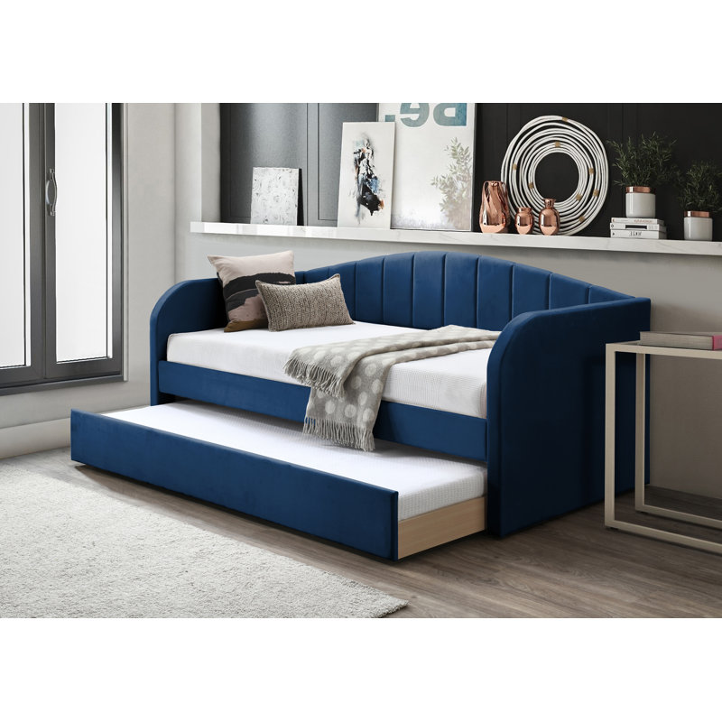 Antoin Upholstered UK Single - DE 90 X 190 Cm with Trundle, Blue