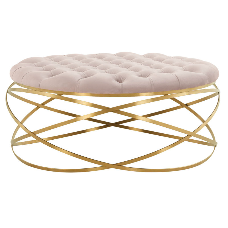 Skye Velvet Ottoman, Pale Taupe