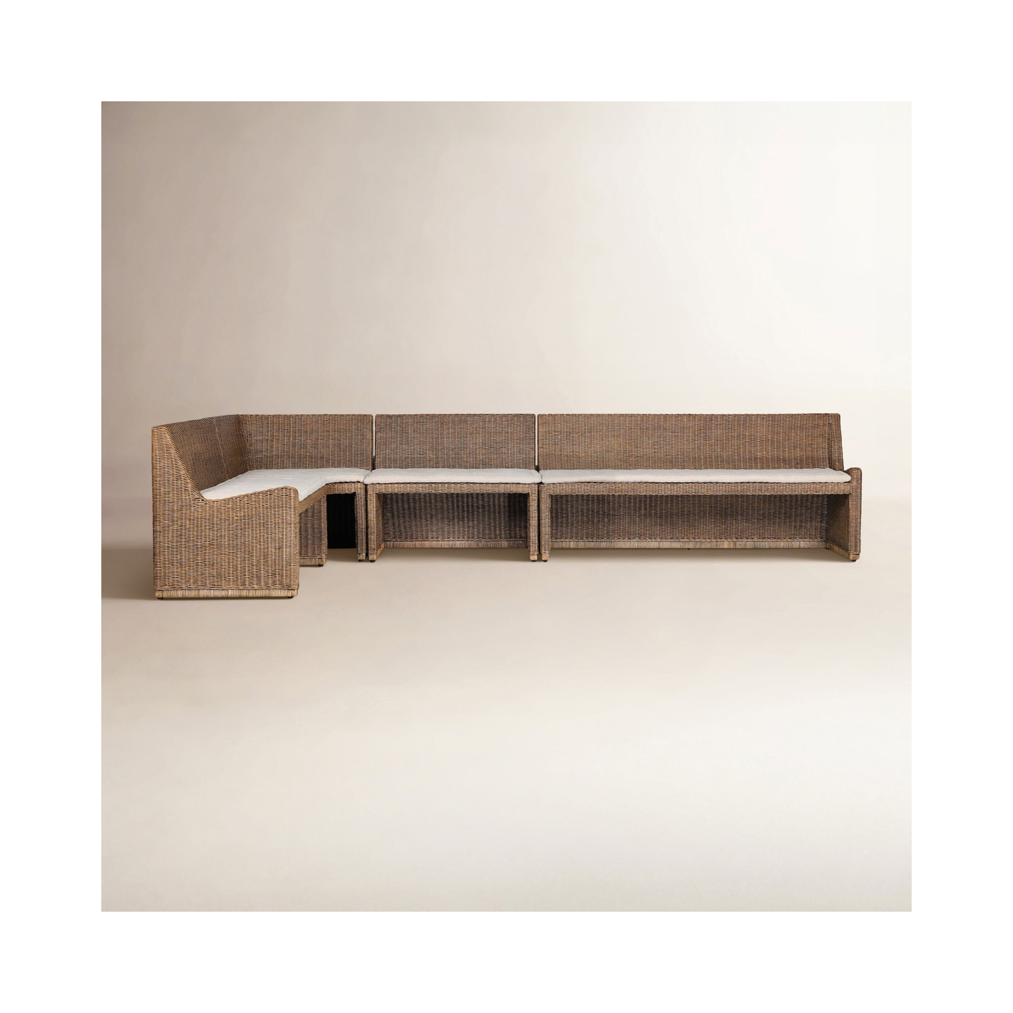 Senna 83" Woven Dining Banquette, 32.5" H x 144.75" W x 83.25" D, Left Hand Facing