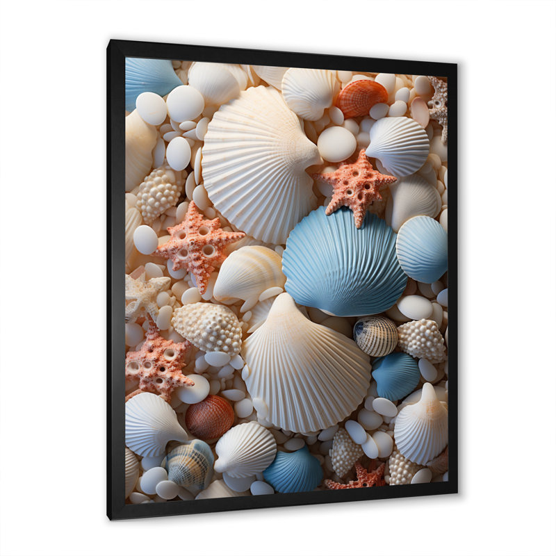 Décoration de plage photo coquillage II - décor mural animal côtier, H 20 po x l 12 po x P 1 po, Cadre photo noir