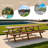 12-person Wooden Patio Table With Benches And Umbrella Hole