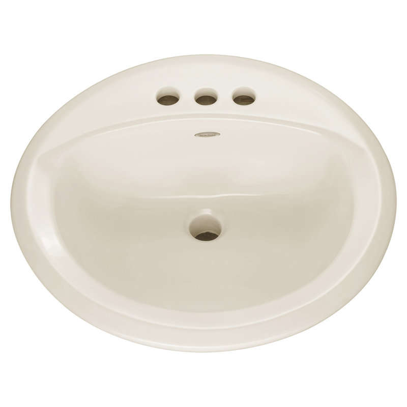 American Standard Rondalyn 19.125'' Ceramic Circular Bathroom Sink with Overflow, Linen, 4" Centers