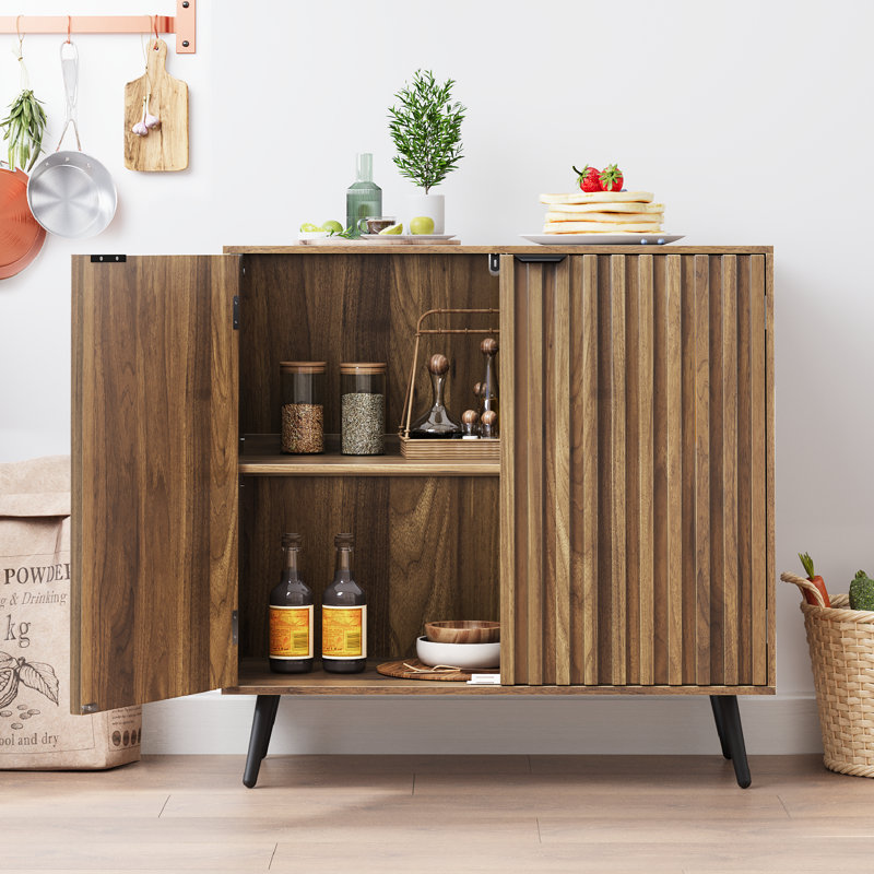 Solid Wood Rectangle Accent Cabinet, Walnut