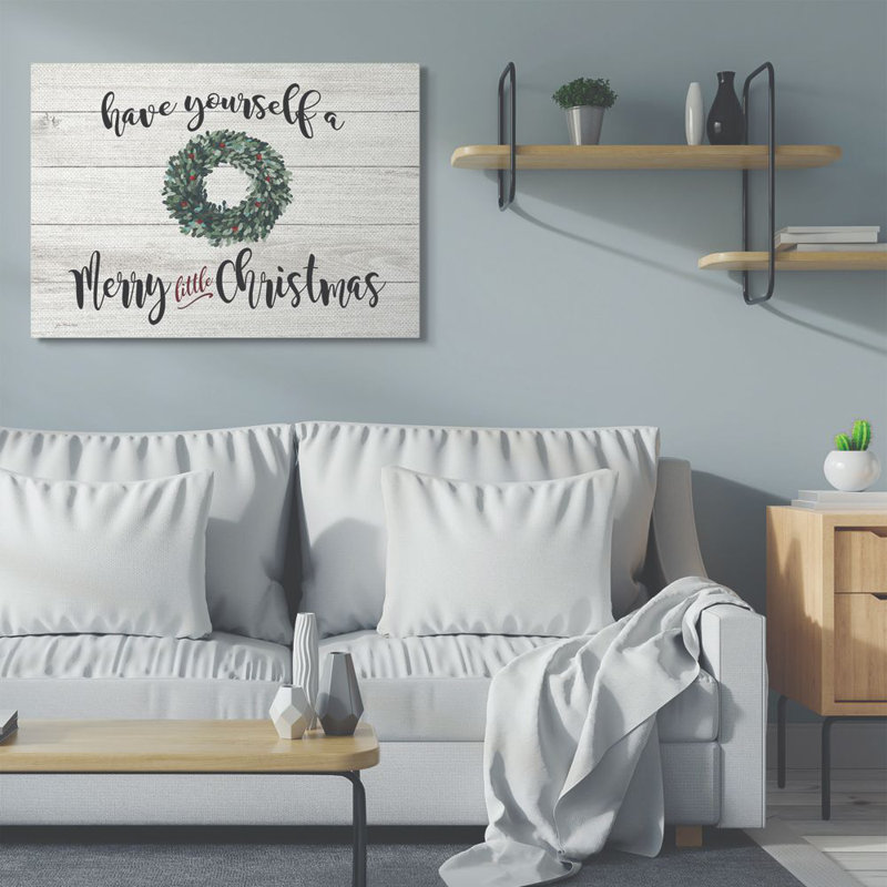«A Merry Little Christmas Wreath», reproduction d'art textuel, H 36 po x l 48 po, Toile tendue