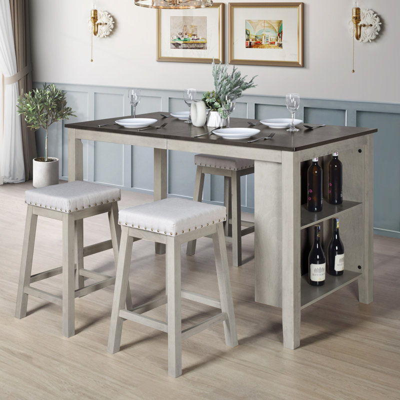 Aridna 4 - Person Four Leg Dining Set, Taupe/Antique Gray