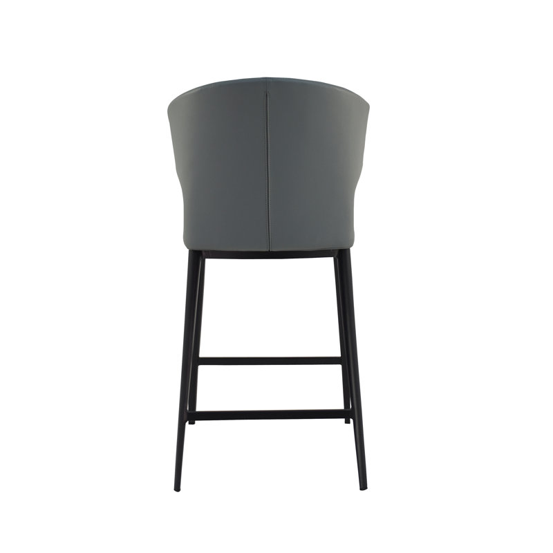 Delaney Upholstered Stool with Metal Frame, Counter Stool (26" Seat Height), Dark Gray