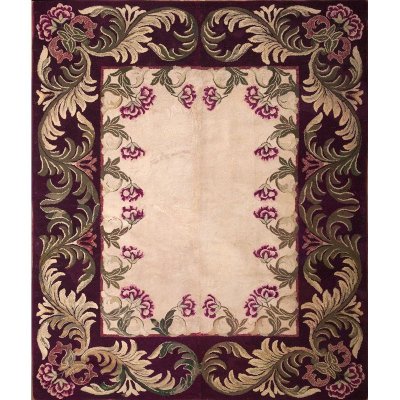 Tapis crocheté antique à motif floral européen