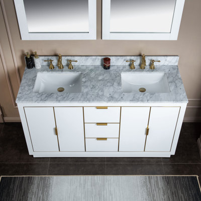 60"x21"x33" Solid Wood Bath Vanities and Vanity Top for 8-inch Widespread Faucet