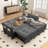 73" Queen Square Arms Tufted Back Convertible Sleeper Sofa with Cushions for living rooms-1160077488