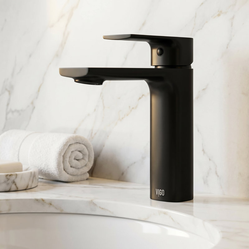 Davidson 6" H Single Handle Single Hole Bathroom Faucet, Matte Black