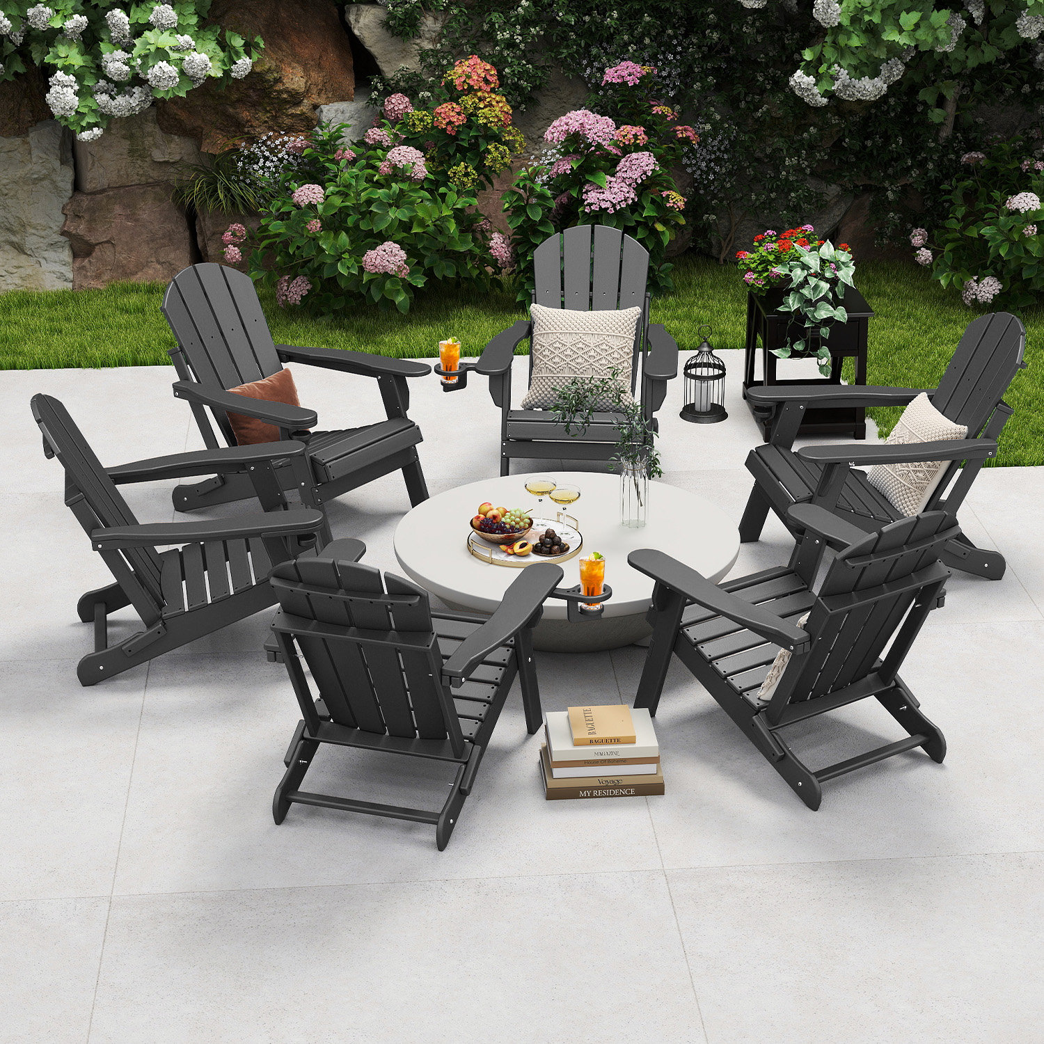 Rosecliff Heights (Set of 6) Hdpe Folding Outdoor Adirondack Chair With ...