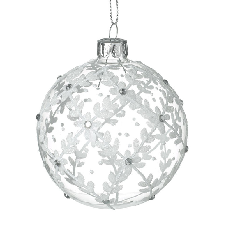 8cm Floral Glass Ball Ornament