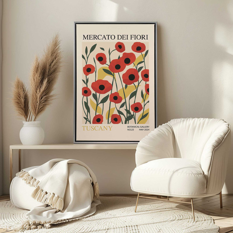 Printemps du marché aux fleurs de Toscane, H 36,75 po x l 24,75 po, Or poli