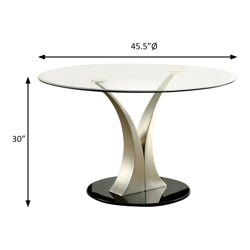 Table de salle à manger ronde 45,5 po, argent / noir