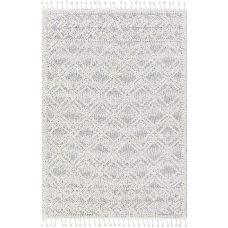 Tapis gris clair / crème Elwell, Rectangle 2 pi x 3 pi