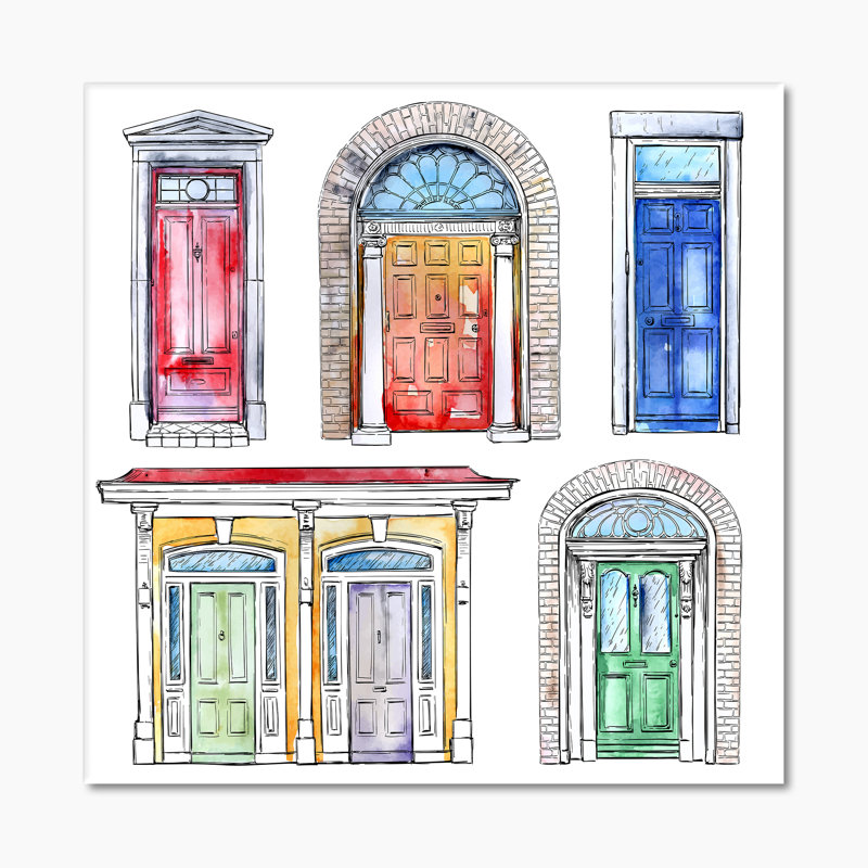 Collection de porte rétro - reproduction d'art sur toile traditionnelle, H 36 po x l 36 po x P 1,5 po, Toile tendue