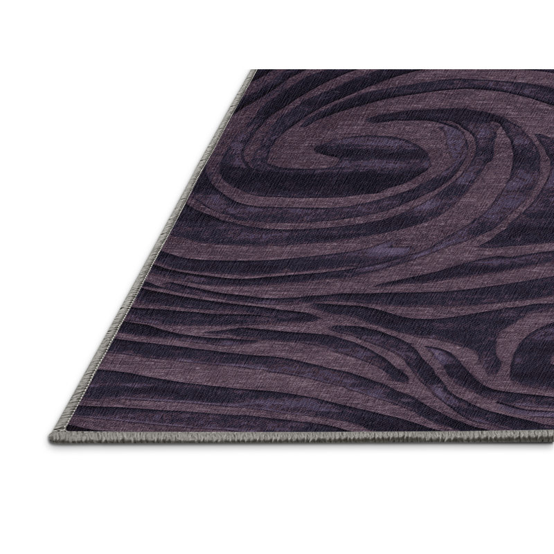 Machine Washable Abstract Purple Area Rug, Rectangle 2' x 3'