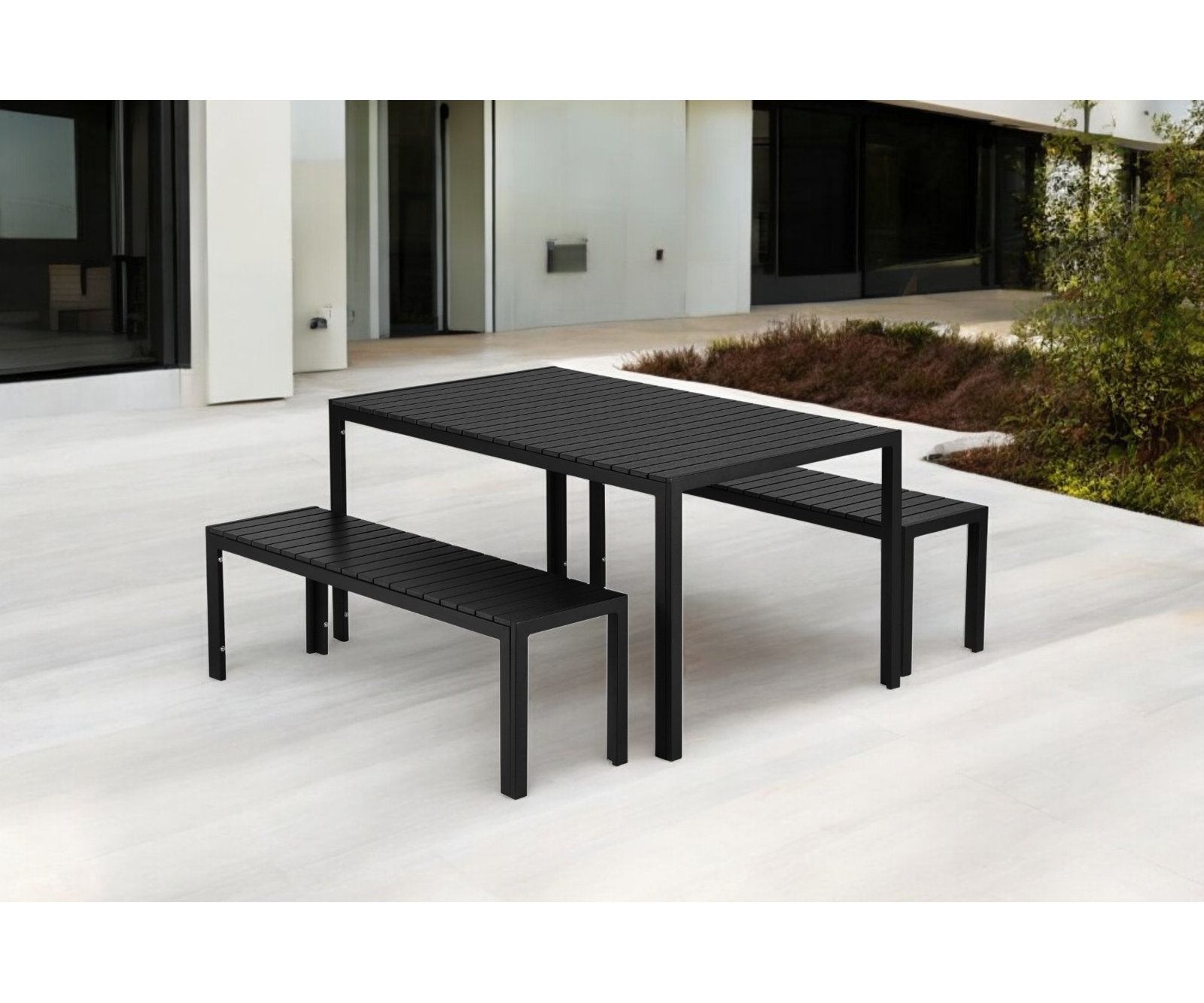 Stillwater 59" Patio Dining Table, Black, Black