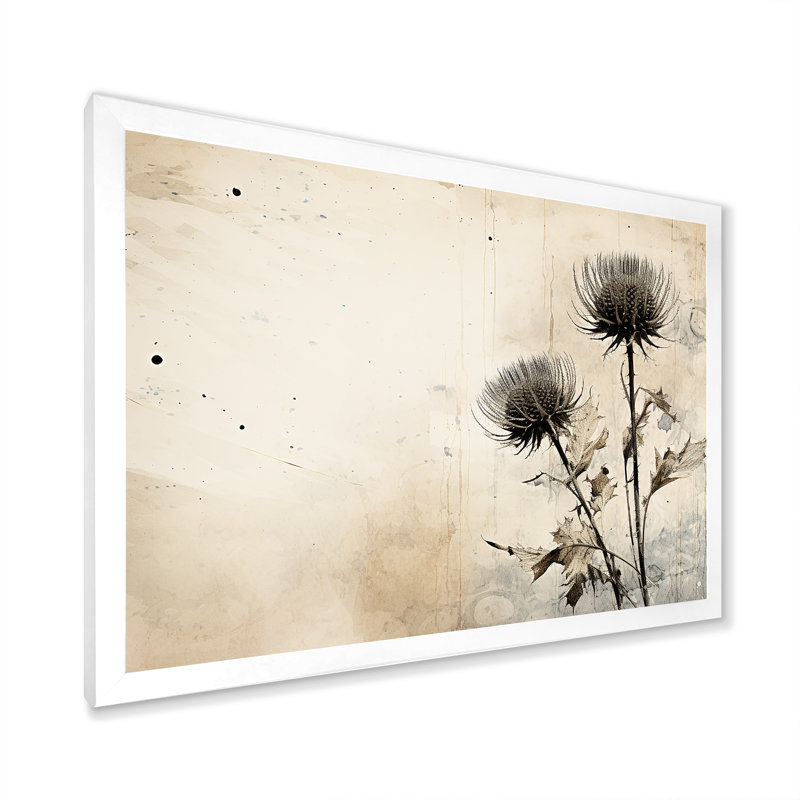 Minimalisme chardon sur toile, Cadre photo blanc, H 34 po x l 44 po x P 1,5 po