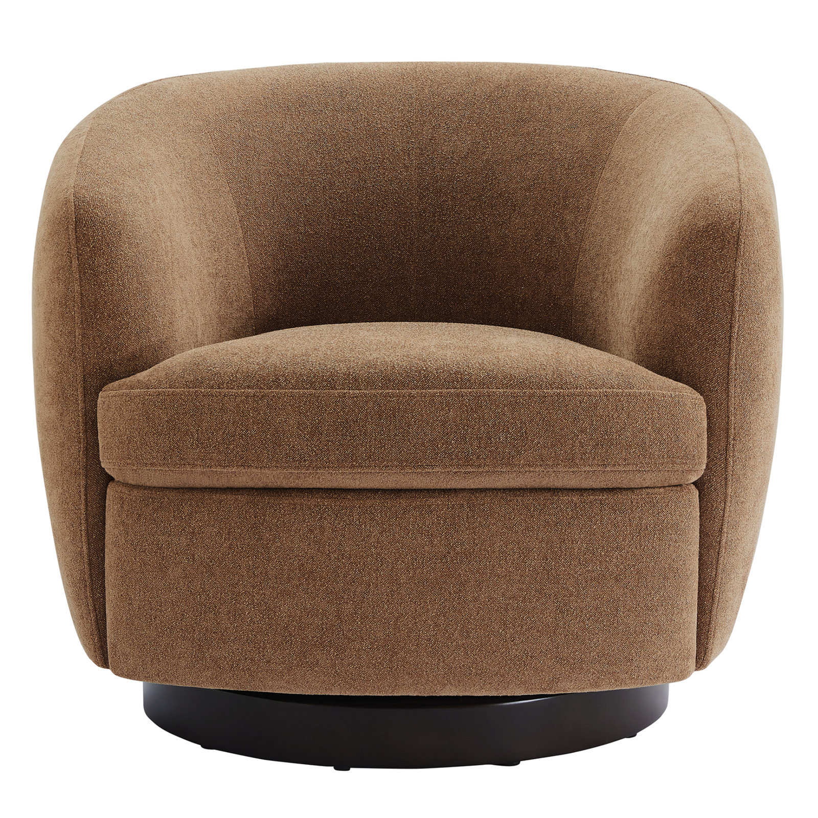Marcy Linen Swivel Barrel Chair, Elite Camel Textured Chenille