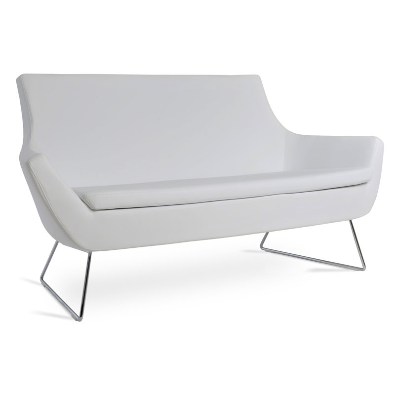 Lakewood Fabric 58'' Reception Loveseat, White Leatherette