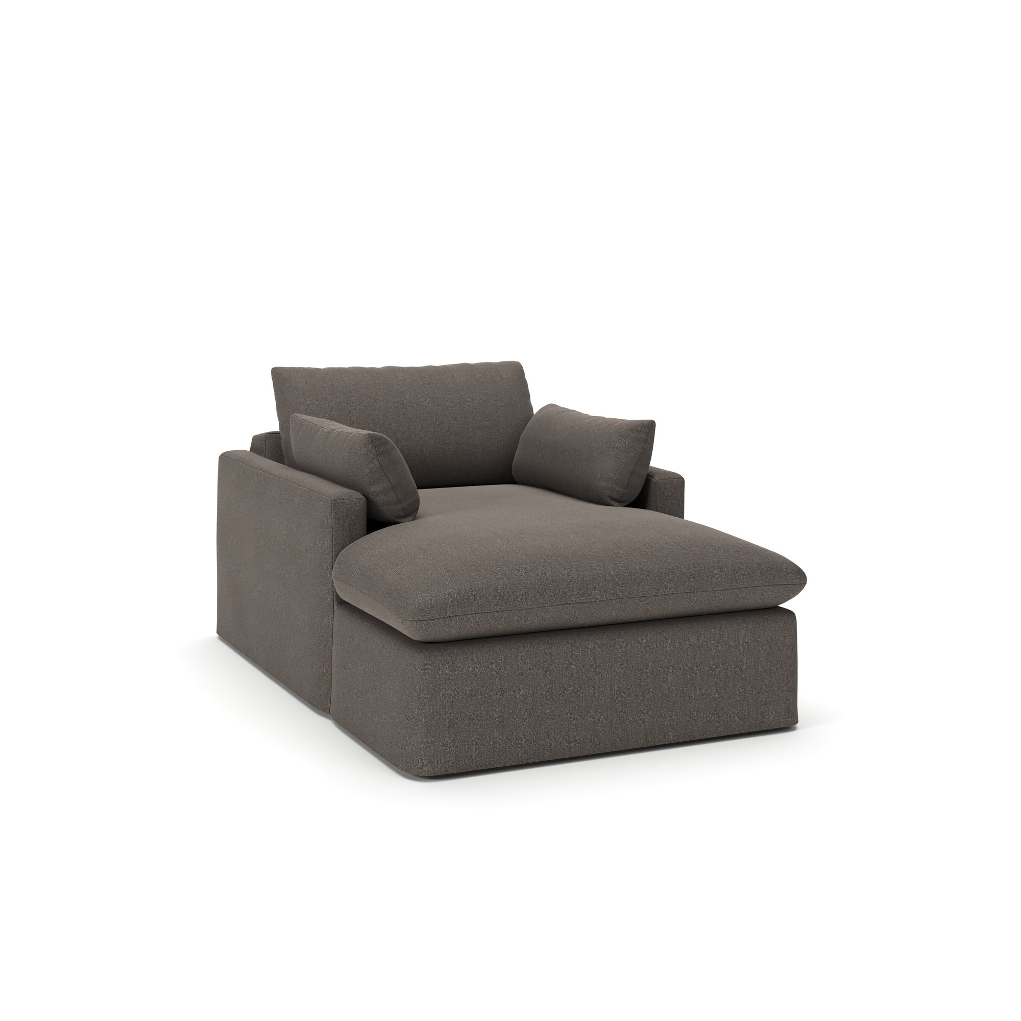 Luna Slipcovered Chaise, Drusky Charcoal Sustain® Basketweave
