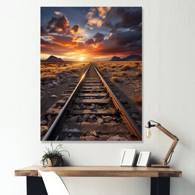 Chemin de fer au coucher du soleil II - reproduction sur toile