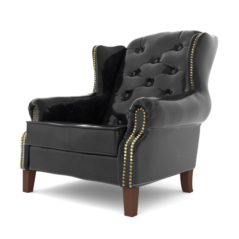  Chesterfield Wingback Armchair, Black