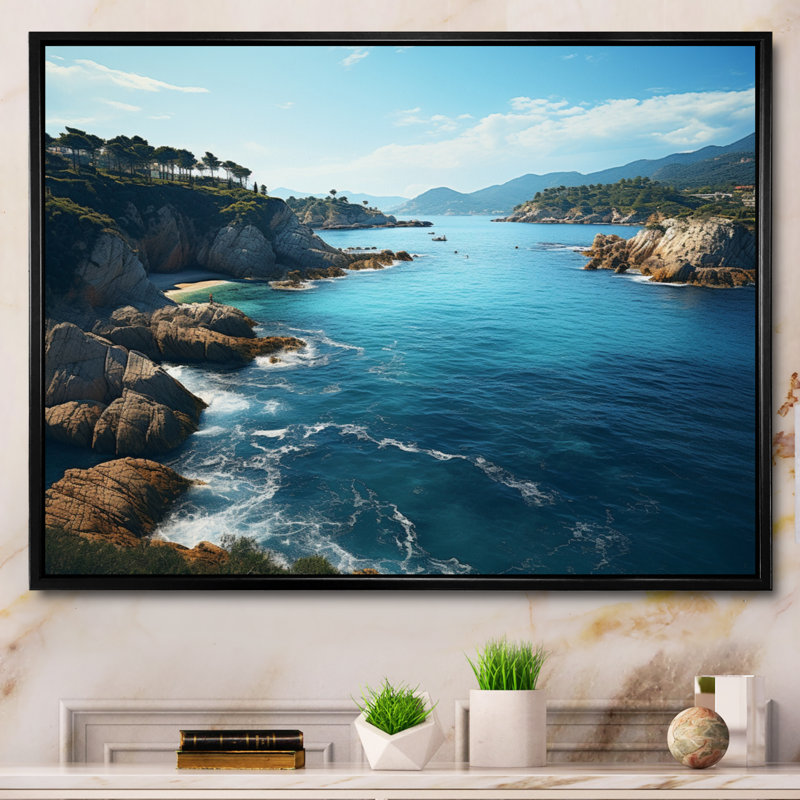 Italie, Italie, Riviera italienne, rêverie sur toile, Cadre flottant noir, H 30 po x l 40 po x P 1,5 po