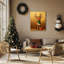 P&L Art Christmas Reindeer, reproduction d'art sur toile encadrée, nez rouge et foulard vert-130670434