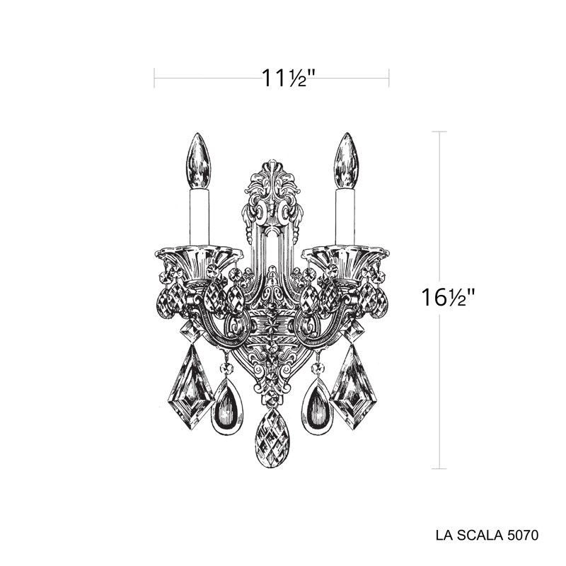 La Scala Candle Wall Light, Heirloom Gold, Handcut Clear